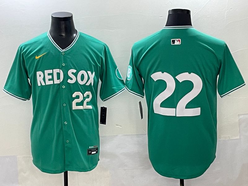 Men 2025 Boston Red Sox 22 No Name Green Joint Name Nike MLB Jersey style 2